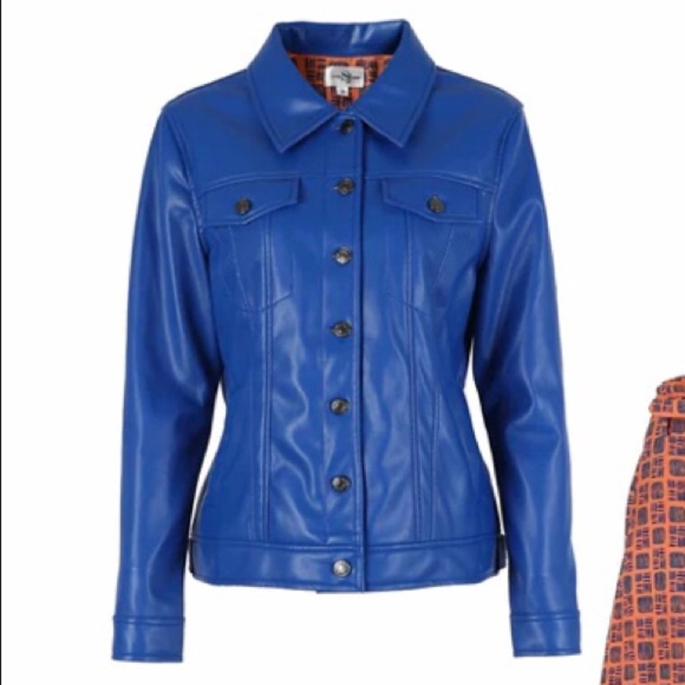 Sassy Jones Ready to Wear Blue Leather Jacket